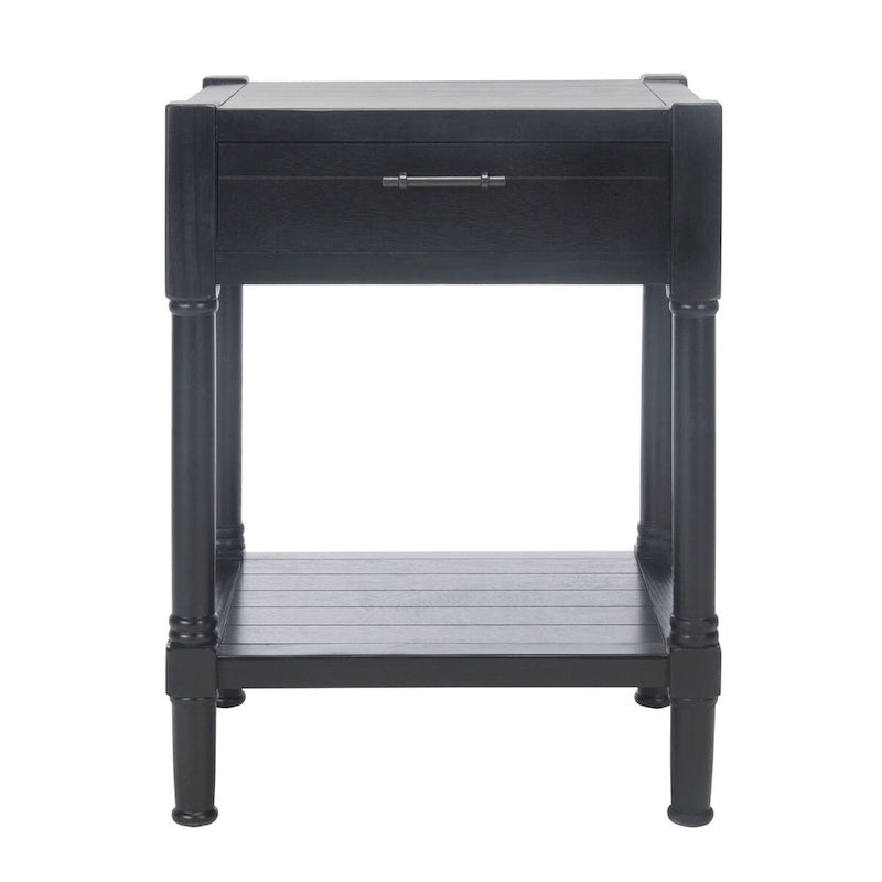 Table d'appoint à 1 tiroir avec pieds tournés et détails sculptés, 48 cm L x 40 cm P x 66 cm H