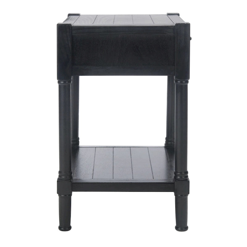 Table d'appoint à 1 tiroir avec pieds tournés et détails sculptés, 48 cm L x 40 cm P x 66 cm H