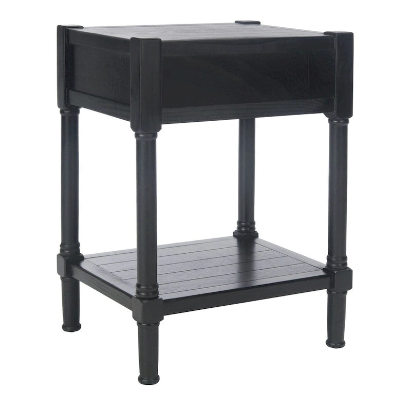 Table d'appoint à 1 tiroir avec pieds tournés et détails sculptés, 48 cm L x 40 cm P x 66 cm H