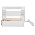 Cadre de lit en bois Queen Size avec armoire intégrée tout-en-un et tête de lit de rangement