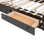 Cadre de lit en bois Queen Size avec armoire intégrée tout-en-un et tête de lit de rangement