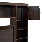 Cadre de lit en bois Queen Size avec armoire intégrée tout-en-un et tête de lit de rangement