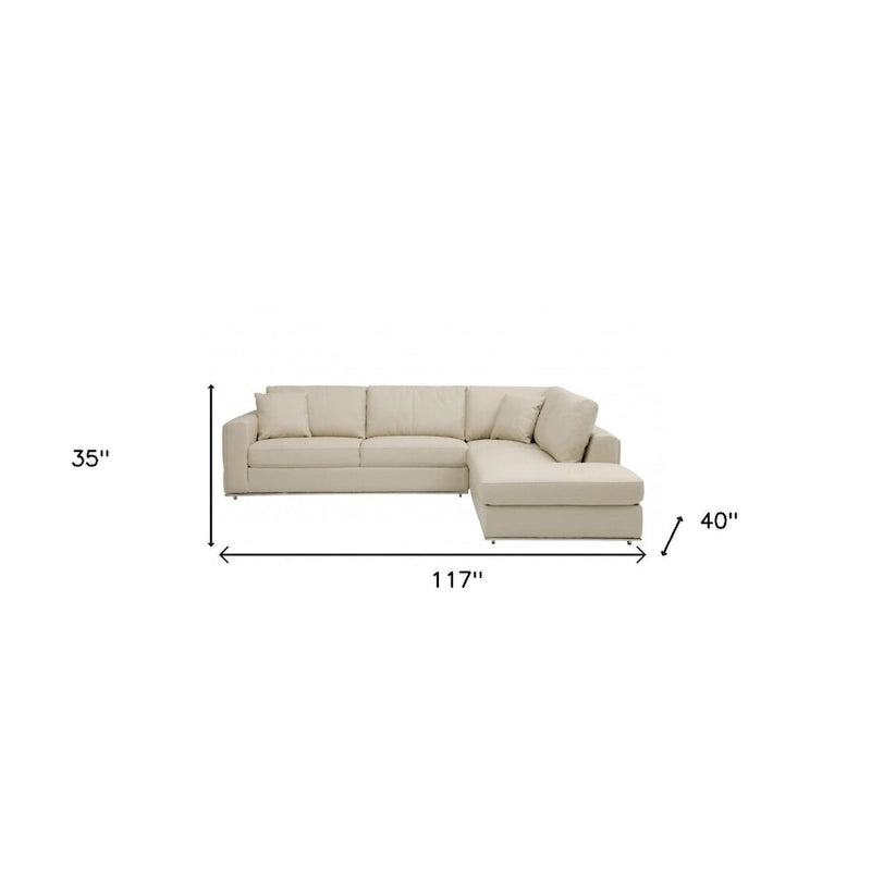 Canapé d'angle en cuir italien beige inclinable, 2 places inclinables électriques