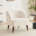 Fauteuil Club Mid-Century Modern avec surpiqûres horizontales et pieds évasés en hévéa, velours ou bouclé