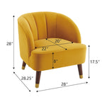 Fauteuil Club Mid-Century Modern avec surpiqûres horizontales et pieds évasés en hévéa, velours ou bouclé