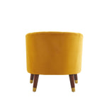 Fauteuil Club Mid-Century Modern avec surpiqûres horizontales et pieds évasés en hévéa, velours ou bouclé