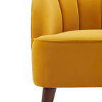 Fauteuil Club Mid-Century Modern avec surpiqûres horizontales et pieds évasés en hévéa, velours ou bouclé