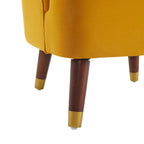 Fauteuil Club Mid-Century Modern avec surpiqûres horizontales et pieds évasés en hévéa, velours ou bouclé