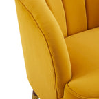 Fauteuil Club Mid-Century Modern avec surpiqûres horizontales et pieds évasés en hévéa, velours ou bouclé