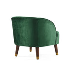 Fauteuil Club Mid-Century Modern avec surpiqûres horizontales et pieds évasés en hévéa, velours ou bouclé