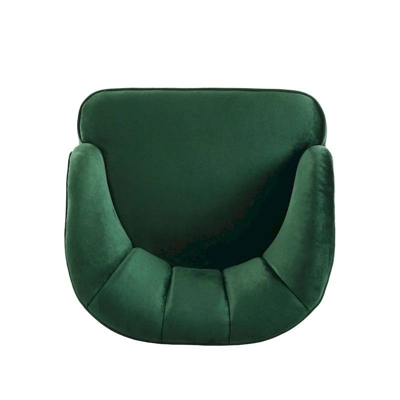 Fauteuil Club Mid-Century Modern avec surpiqûres horizontales et pieds évasés en hévéa, velours ou bouclé