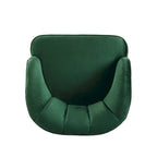 Fauteuil Club Mid-Century Modern avec surpiqûres horizontales et pieds évasés en hévéa, velours ou bouclé