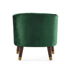Fauteuil Club Mid-Century Modern avec surpiqûres horizontales et pieds évasés en hévéa, velours ou bouclé