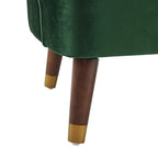 Fauteuil Club Mid-Century Modern avec surpiqûres horizontales et pieds évasés en hévéa, velours ou bouclé