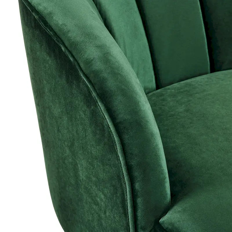 Fauteuil Club Mid-Century Modern avec surpiqûres horizontales et pieds évasés en hévéa, velours ou bouclé