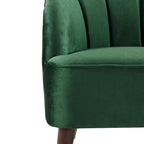 Fauteuil Club Mid-Century Modern avec surpiqûres horizontales et pieds évasés en hévéa, velours ou bouclé