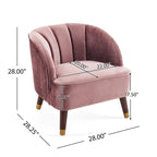 Fauteuil Club Mid-Century Modern avec surpiqûres horizontales et pieds évasés en hévéa, velours ou bouclé