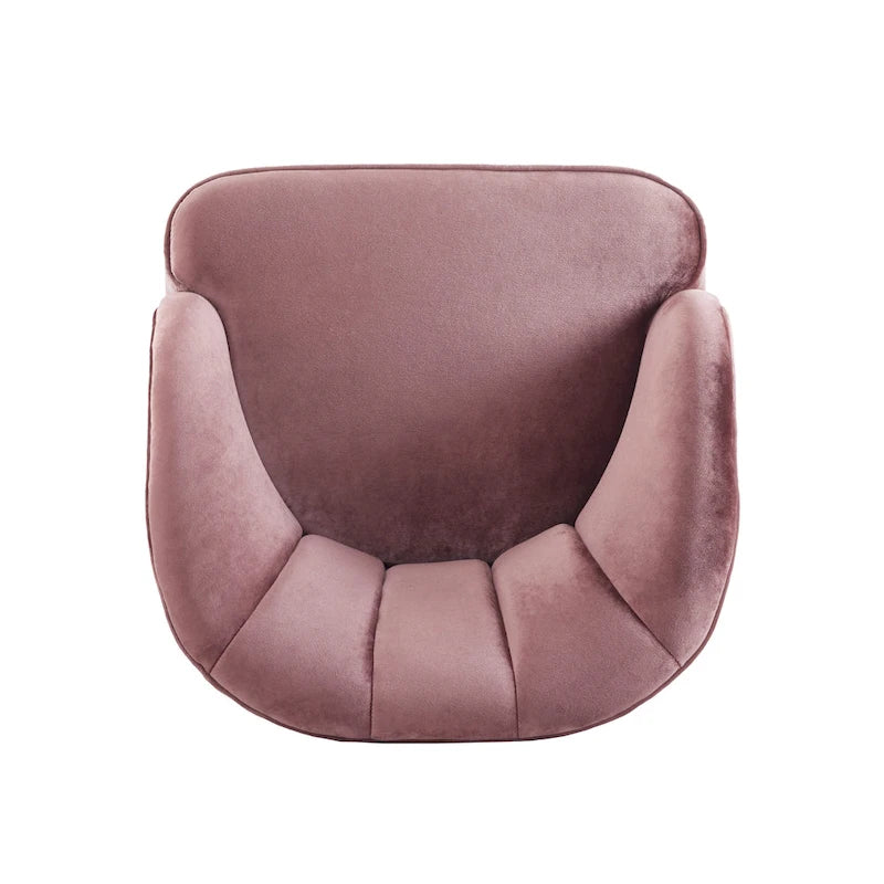 Fauteuil Club Mid-Century Modern avec surpiqûres horizontales et pieds évasés en hévéa, velours ou bouclé