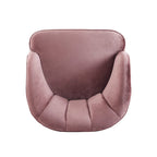 Fauteuil Club Mid-Century Modern avec surpiqûres horizontales et pieds évasés en hévéa, velours ou bouclé
