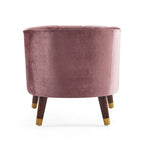 Fauteuil Club Mid-Century Modern avec surpiqûres horizontales et pieds évasés en hévéa, velours ou bouclé