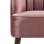 Fauteuil Club Mid-Century Modern avec surpiqûres horizontales et pieds évasés en hévéa, velours ou bouclé