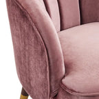 Fauteuil Club Mid-Century Modern avec surpiqûres horizontales et pieds évasés en hévéa, velours ou bouclé