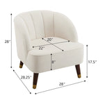 Fauteuil Club Mid-Century Modern avec surpiqûres horizontales et pieds évasés en hévéa, velours ou bouclé
