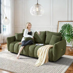 Canapé profond en tissu surchargé avec 3 coussins décoratifs, canapé de salon rembourré en peluche