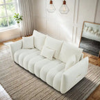 Canapé profond en tissu surchargé avec 3 coussins décoratifs, canapé de salon rembourré en peluche