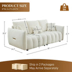 Canapé profond en tissu surchargé avec 3 coussins décoratifs, canapé de salon rembourré en peluche