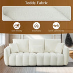 Canapé profond en tissu surchargé avec 3 coussins décoratifs, canapé de salon rembourré en peluche