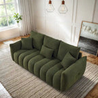 Canapé profond en tissu surchargé avec 3 coussins décoratifs, canapé de salon rembourré en peluche