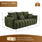 Canapé profond en tissu surchargé avec 3 coussins décoratifs, canapé de salon rembourré en peluche