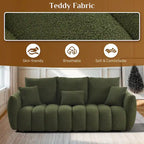 Canapé profond en tissu surchargé avec 3 coussins décoratifs, canapé de salon rembourré en peluche