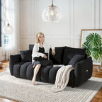 Canapé profond en tissu surchargé avec 3 coussins décoratifs, canapé de salon rembourré en peluche