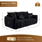 Canapé profond en tissu surchargé avec 3 coussins décoratifs, canapé de salon rembourré en peluche