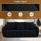 Canapé profond en tissu surchargé avec 3 coussins décoratifs, canapé de salon rembourré en peluche