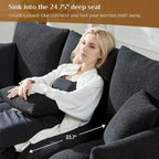 Canapé profond en tissu surchargé avec 3 coussins décoratifs, canapé de salon rembourré en peluche