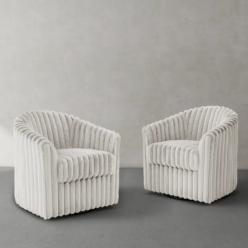Fauteuil tournant simple en forme de tonneau (ensemble de 2)