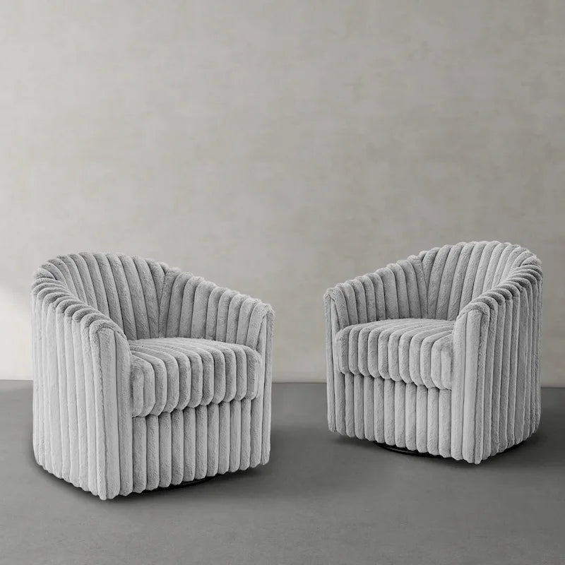 Fauteuil tournant simple en forme de tonneau (ensemble de 2)