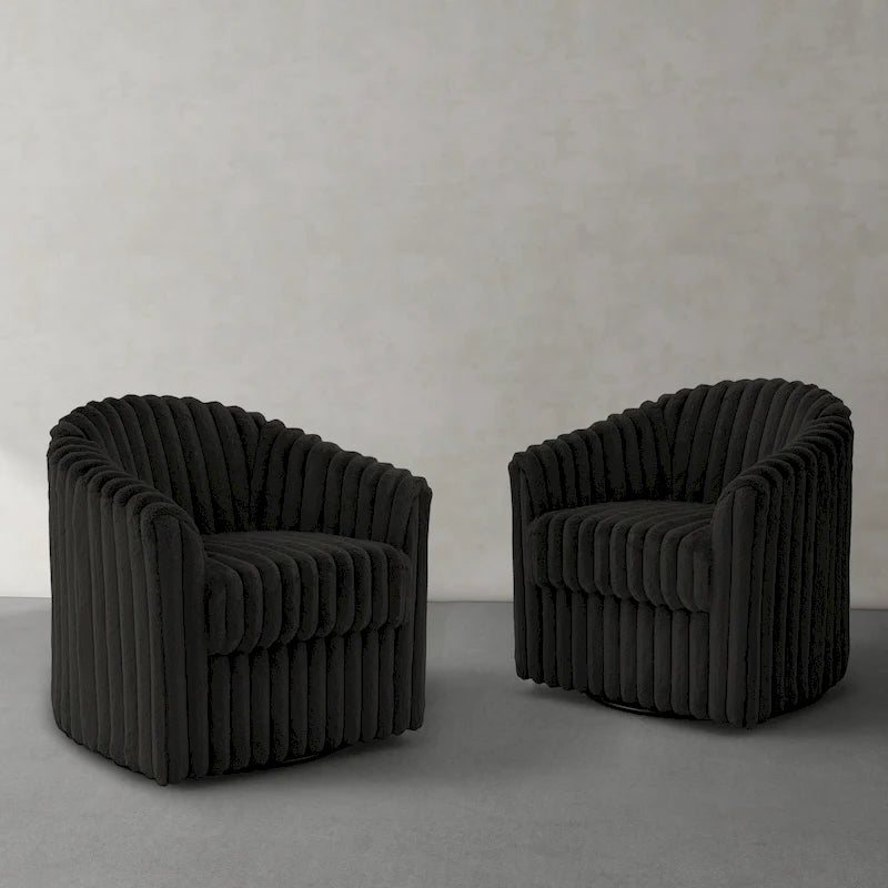 Fauteuil tournant simple en forme de tonneau (ensemble de 2)