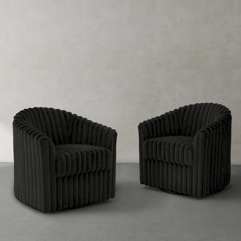 Fauteuil tournant simple en forme de tonneau (ensemble de 2)