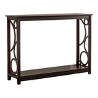 Console de canapé d'entrée en bois finition cerisier foncé avec étagère de rangement pour couloir, vestibule, salon