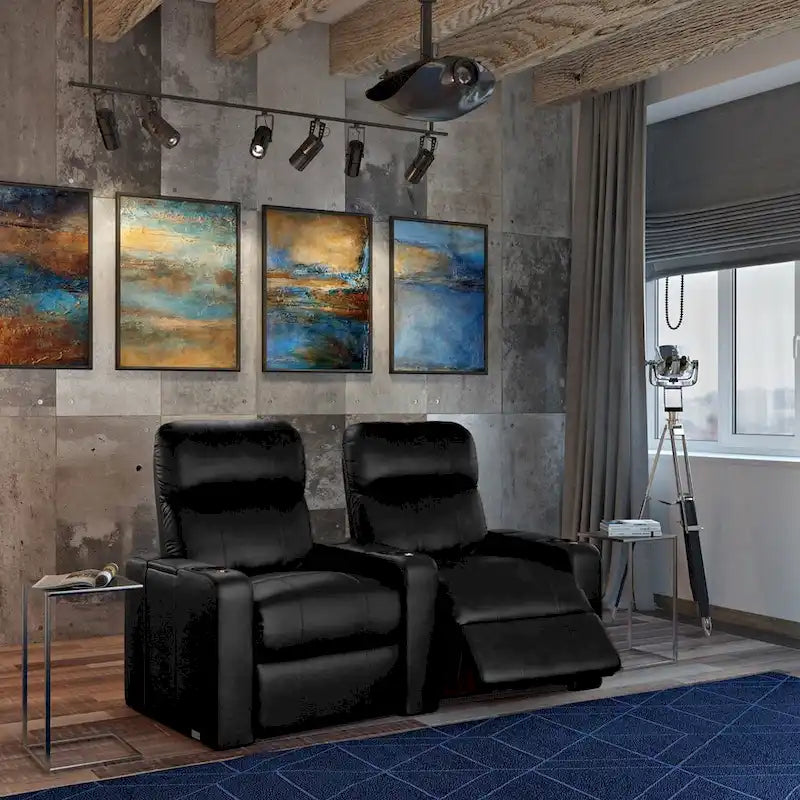 Ensemble de sièges inclinables en cuir pour cinéma maison avec porte-gobelets et ports USB
