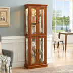 Vitrine Curio Éclairée avec Étagères Réglables, Portes en Verre Trempé (Ampoule E26 non incluse)