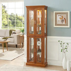 Vitrine Curio Éclairée avec Étagères Réglables, Portes en Verre Trempé (Ampoule E26 non incluse)
