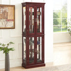 Vitrine Curio Éclairée avec Étagères Réglables, Portes en Verre Trempé (Ampoule E26 non incluse)