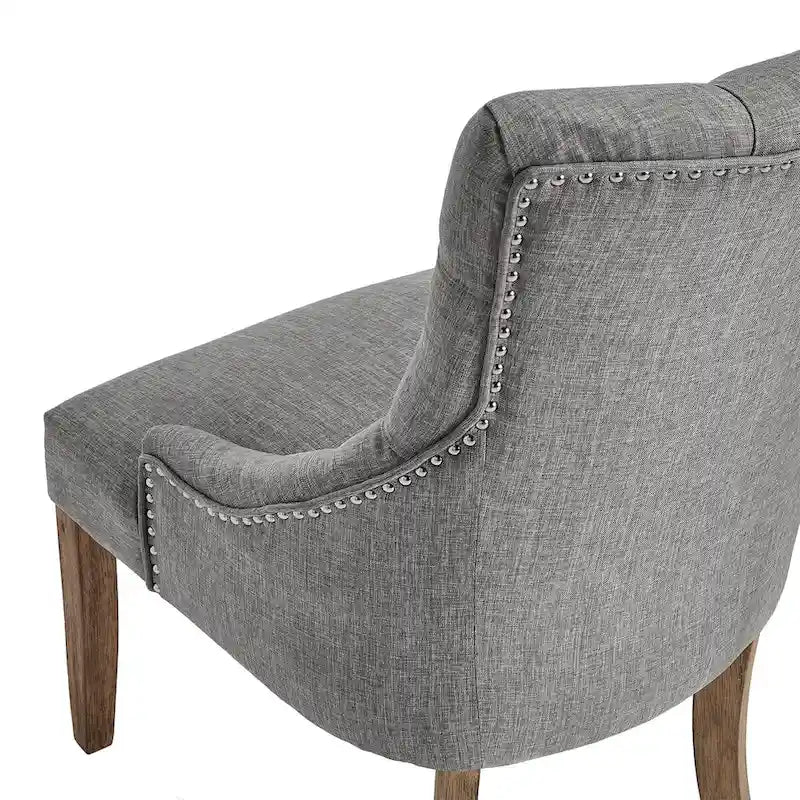 Lot de 2 chaises de salle à manger avec dossier incurvé, assise en tissu rembourré et pieds en bois