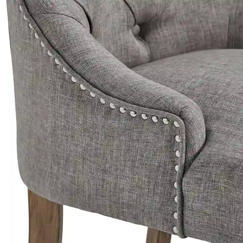 Lot de 2 chaises de salle à manger avec dossier incurvé, assise en tissu rembourré et pieds en bois