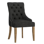 Lot de 2 chaises de salle à manger avec dossier incurvé, assise en tissu rembourré et pieds en bois